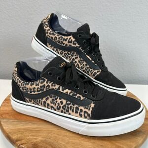 Vans Ward Deluxe Trainers Leopard Print Black Canvas Low Top Sneakers Womens 8.5
